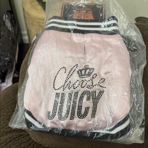 Juicy Couture Pink Satin Logo Jacket with Black Trim size xs/s